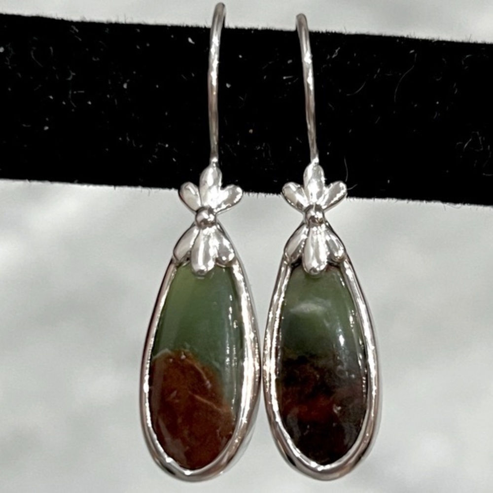 Handmade Matrix Chrysoprase Sterling Silver Earrings